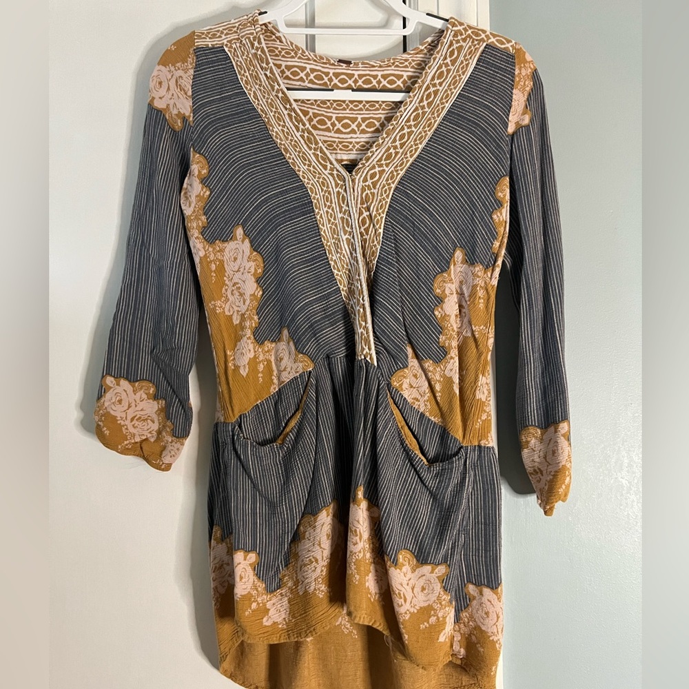 Free People boho popover v neck blouse